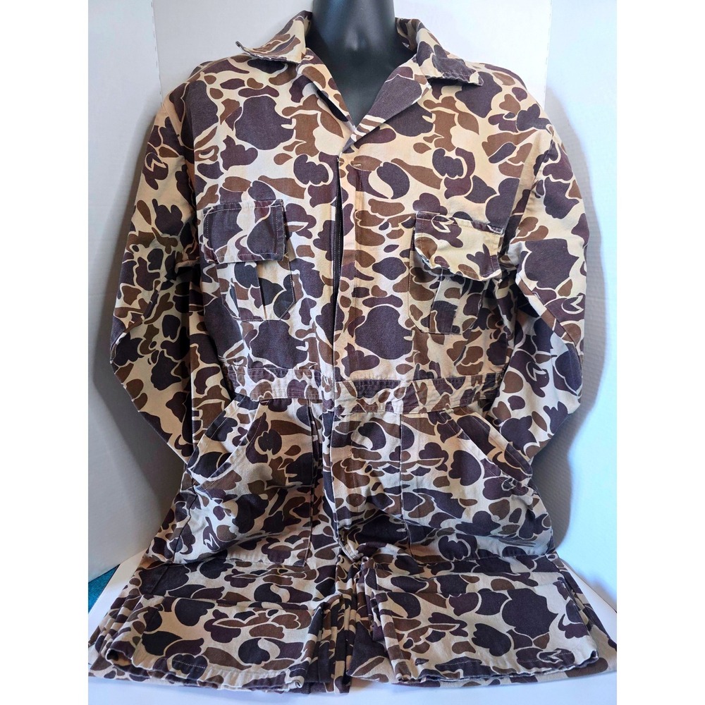 VTG Winchester Mens Duck Hunter Camo Cotton Coveralls Jumpsuit Hunting L RN42000